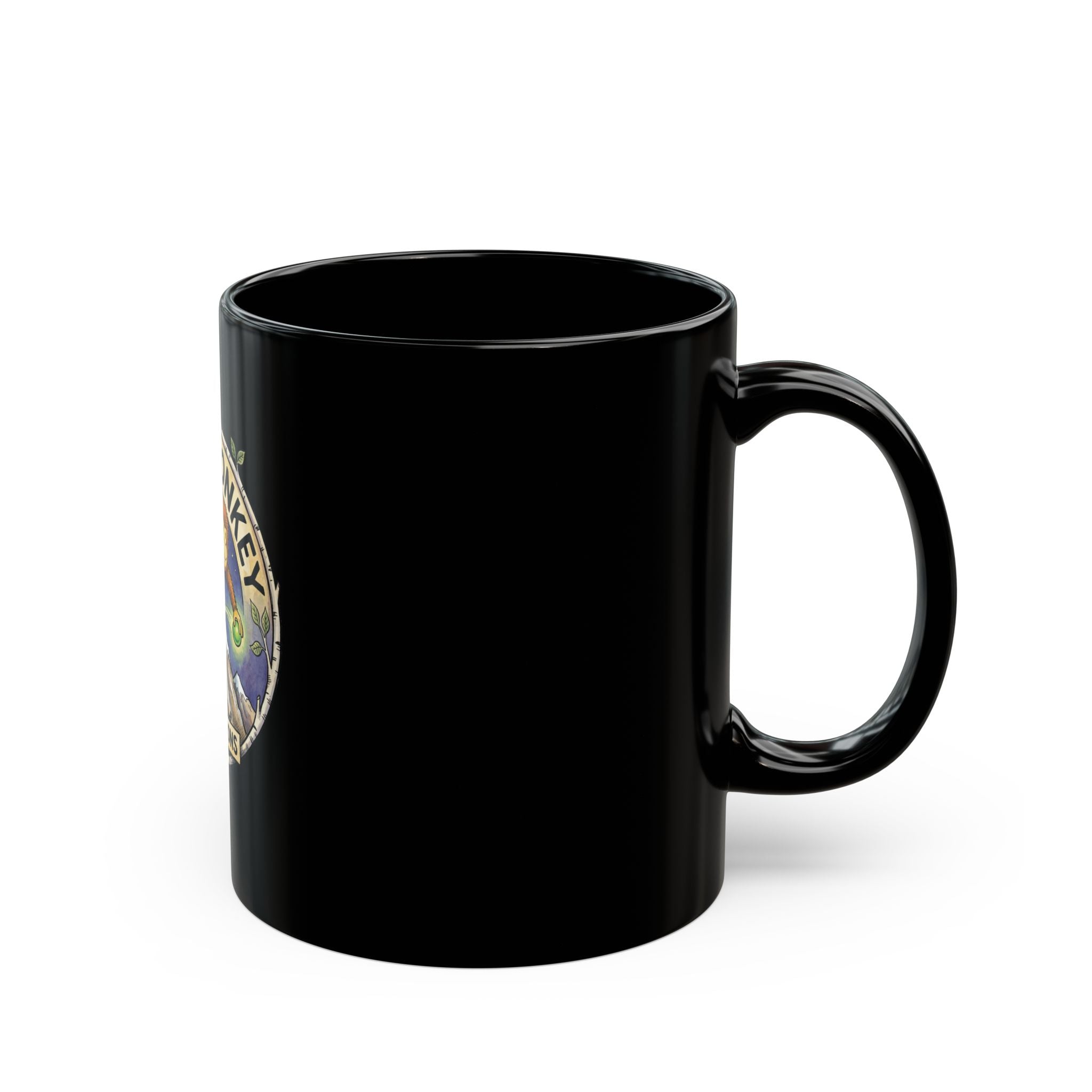 Huck Monkey Productions Mug — Black Ceramic Coffee Cup (11oz/15oz)