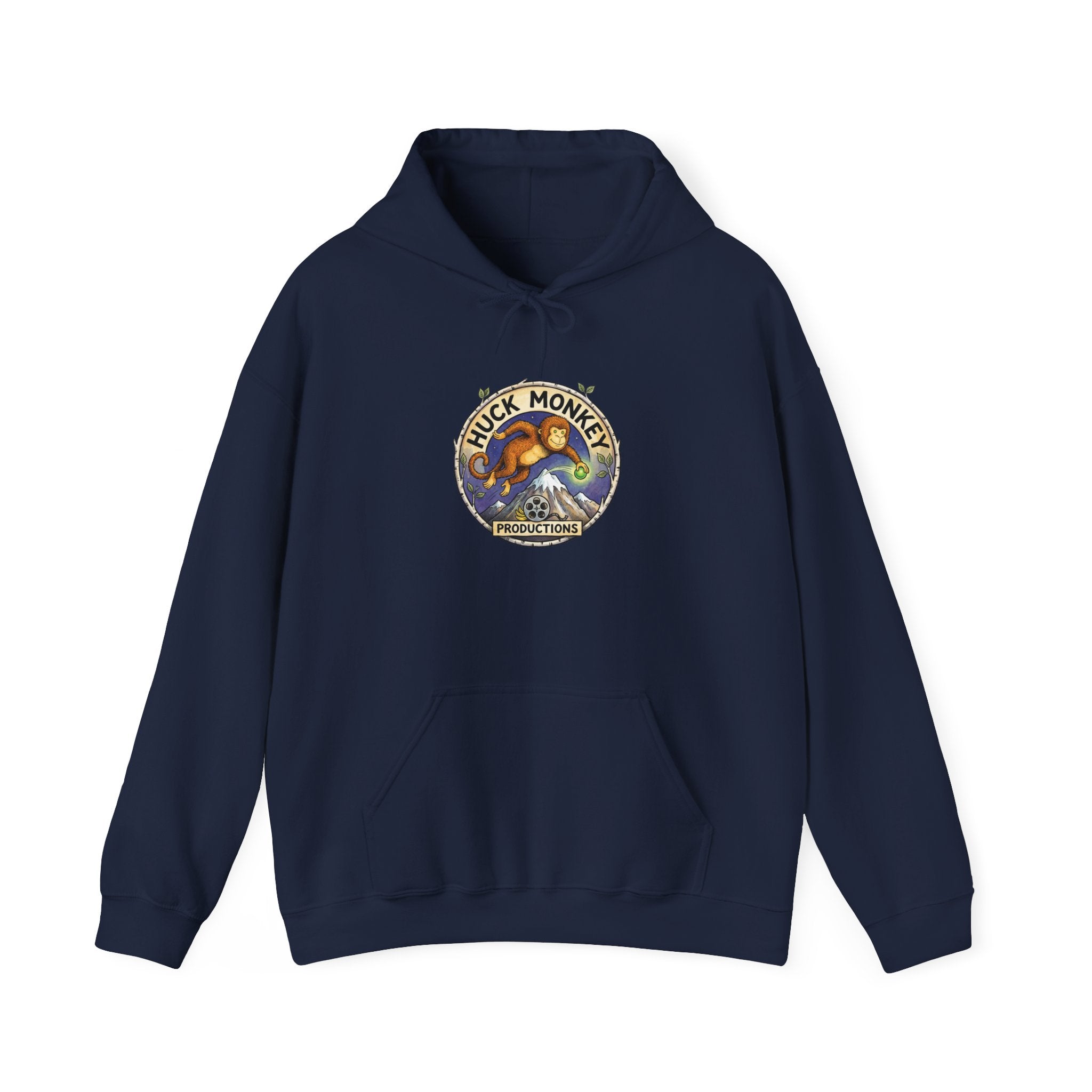 Huck Monkey Surf Vintage Badge Hoodie — Retro Surfing Logo Pullover