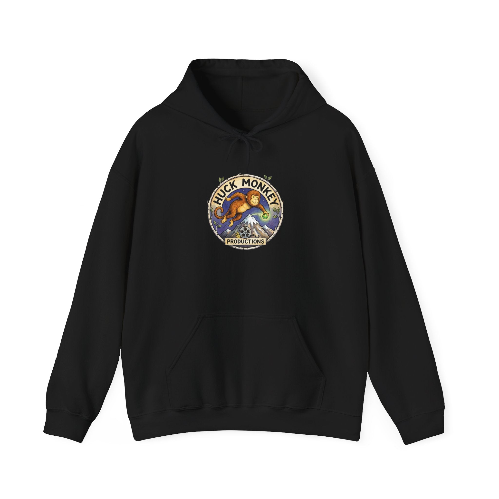 Huck Monkey Surf Vintage Badge Hoodie — Retro Surfing Logo Pullover