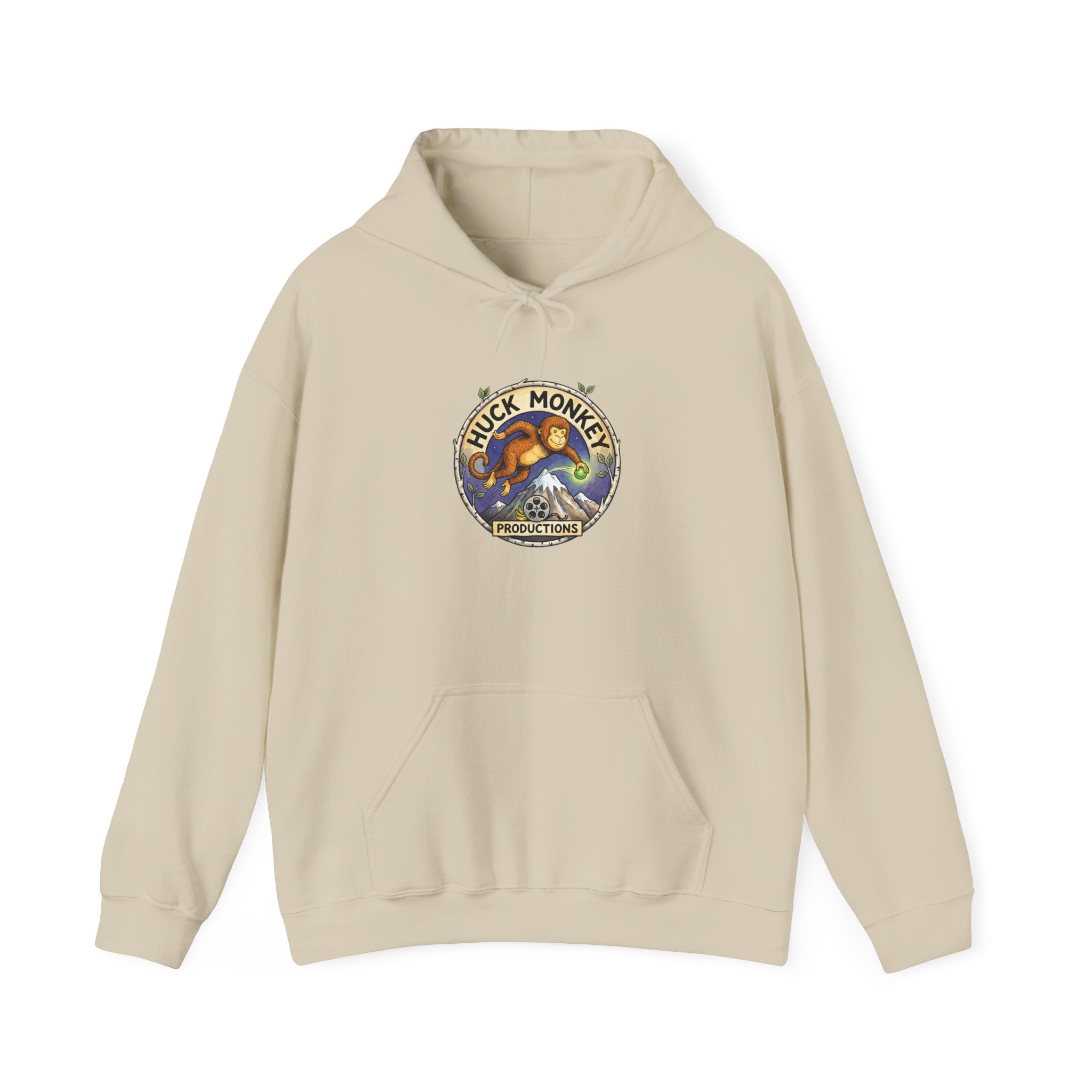 Huck Monkey Surf Vintage Badge Hoodie — Retro Surfing Logo Pullover