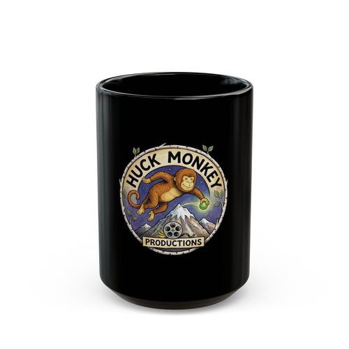 Huck Monkey Productions Mug — Black Ceramic Coffee Cup (11oz/15oz)