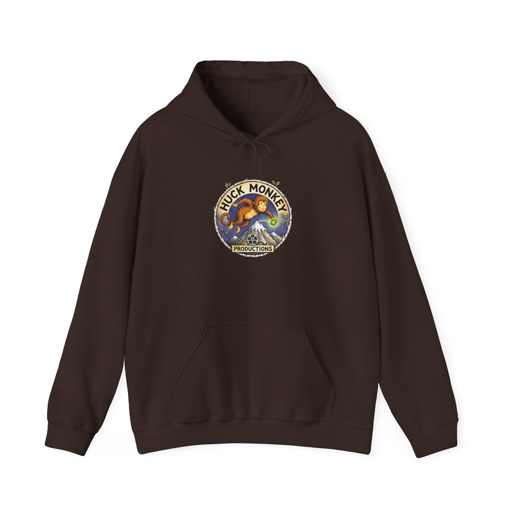 Huck Monkey Surf Vintage Badge Hoodie — Retro Surfing Logo Pullover