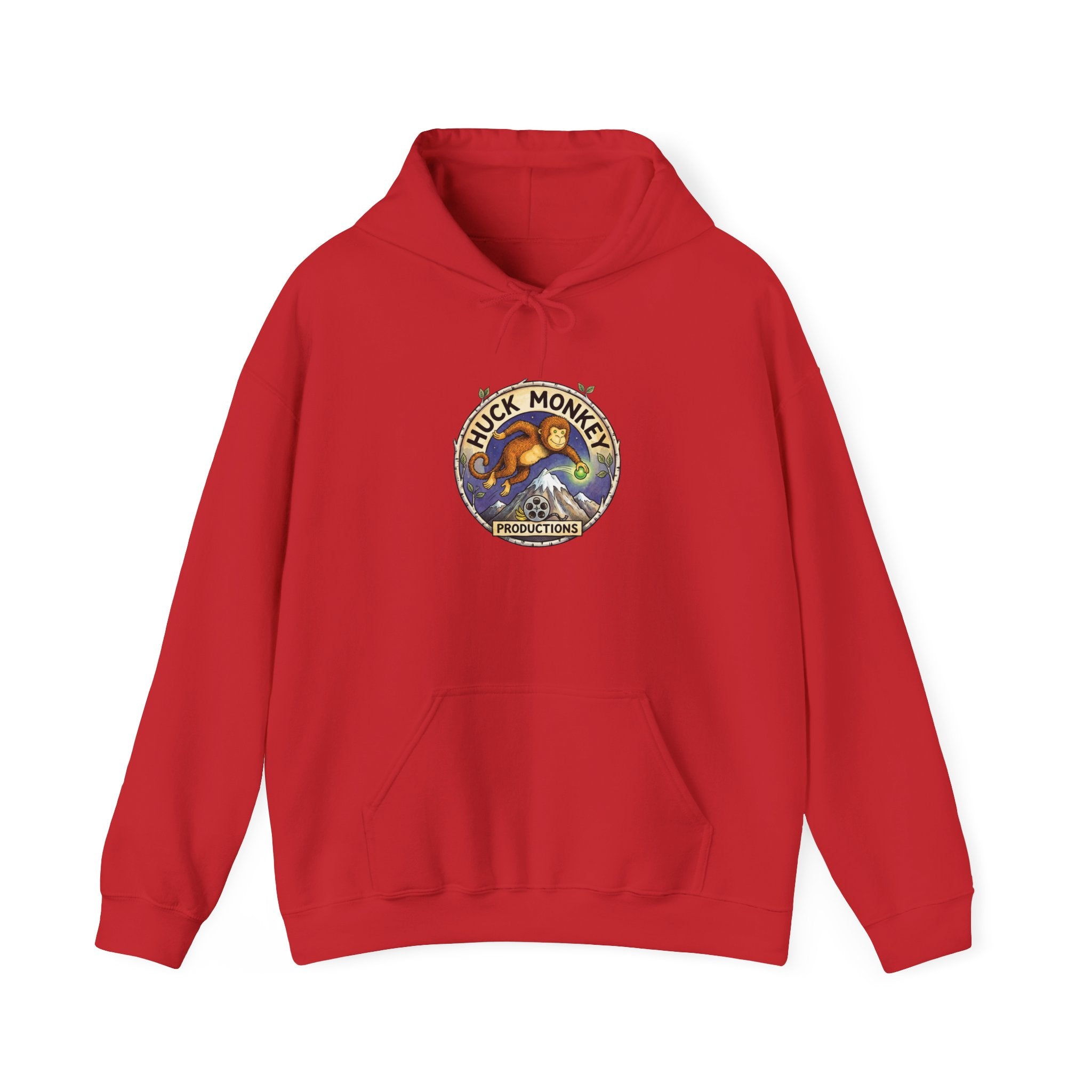 Huck Monkey Surf Vintage Badge Hoodie — Retro Surfing Logo Pullover