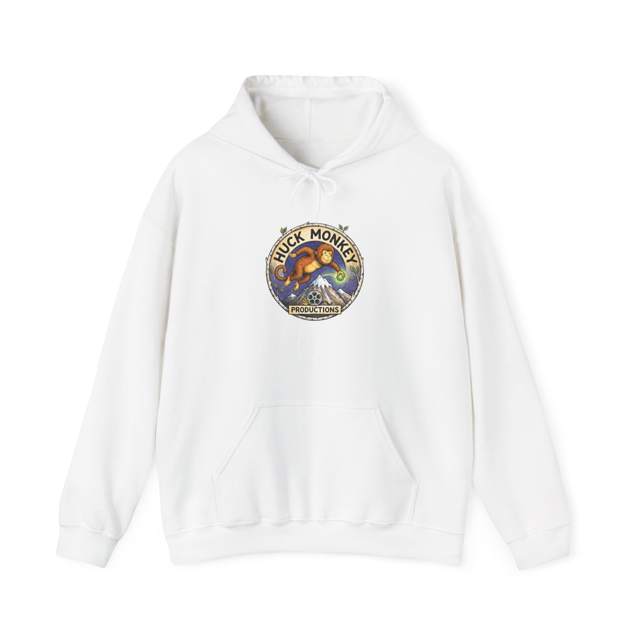 Huck Monkey Surf Vintage Badge Hoodie — Retro Surfing Logo Pullover