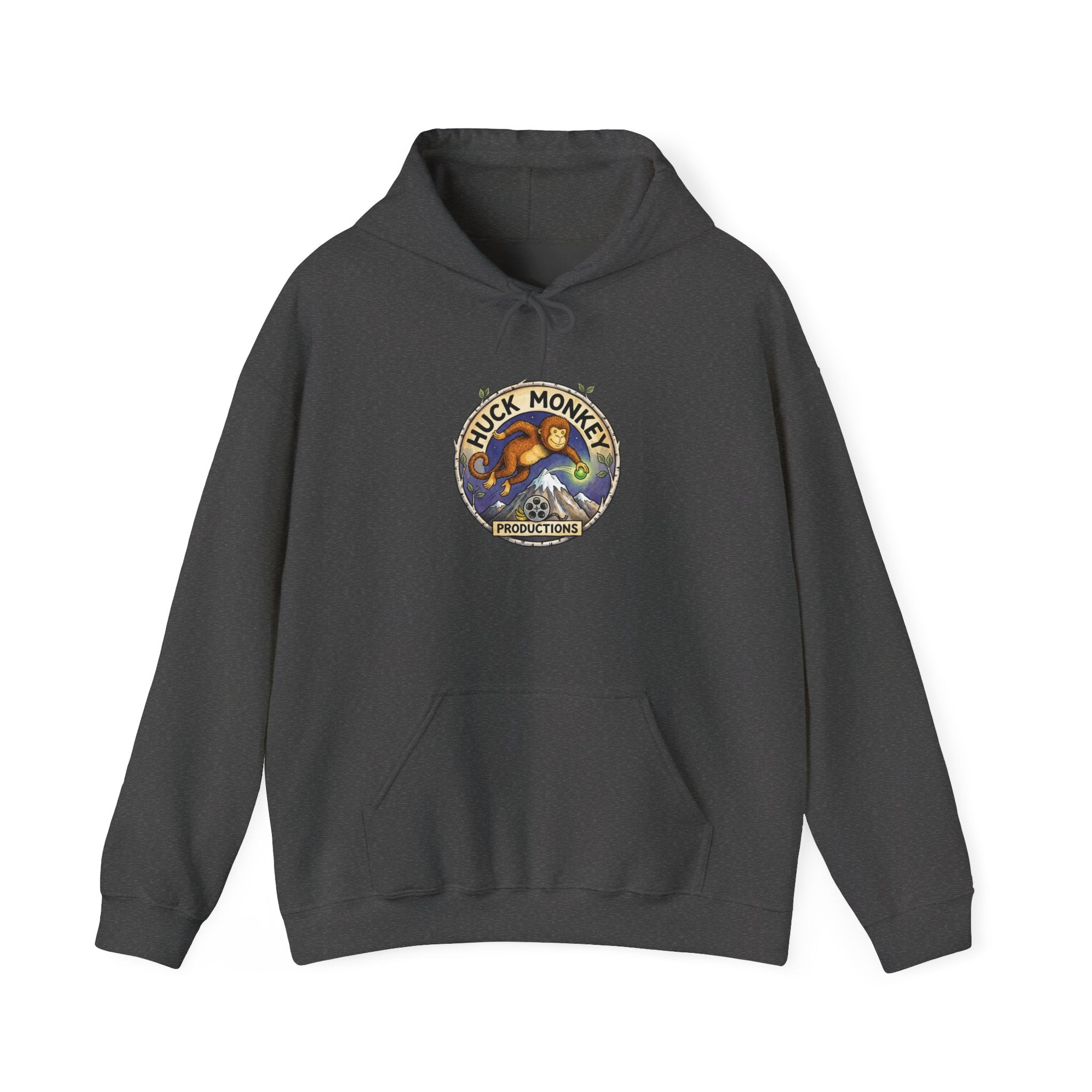 Huck Monkey Surf Vintage Badge Hoodie — Retro Surfing Logo Pullover
