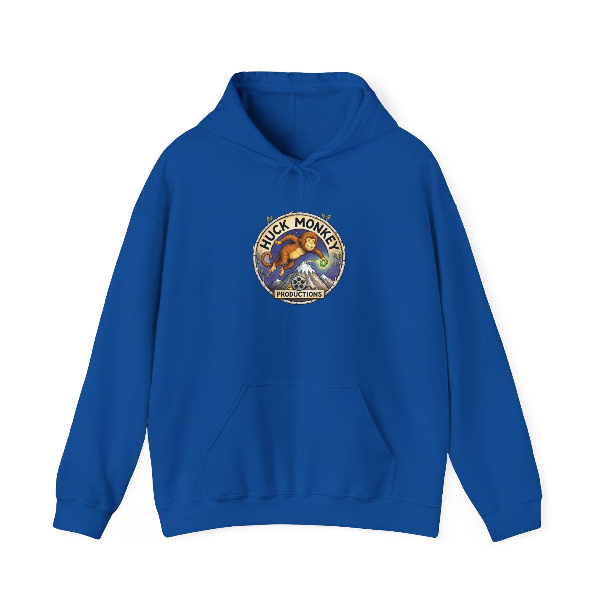 Huck Monkey Surf Vintage Badge Hoodie — Retro Surfing Logo Pullover