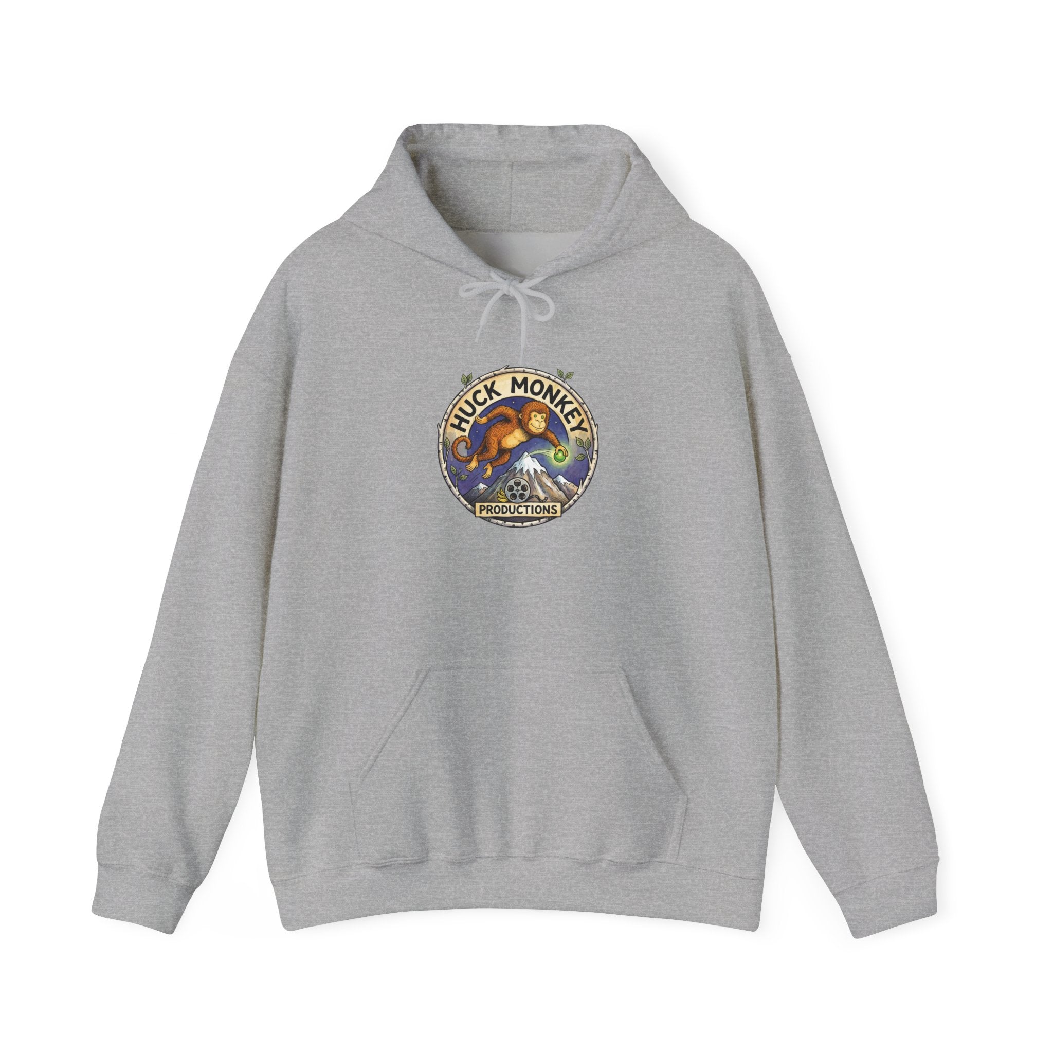 Huck Monkey Surf Vintage Badge Hoodie — Retro Surfing Logo Pullover