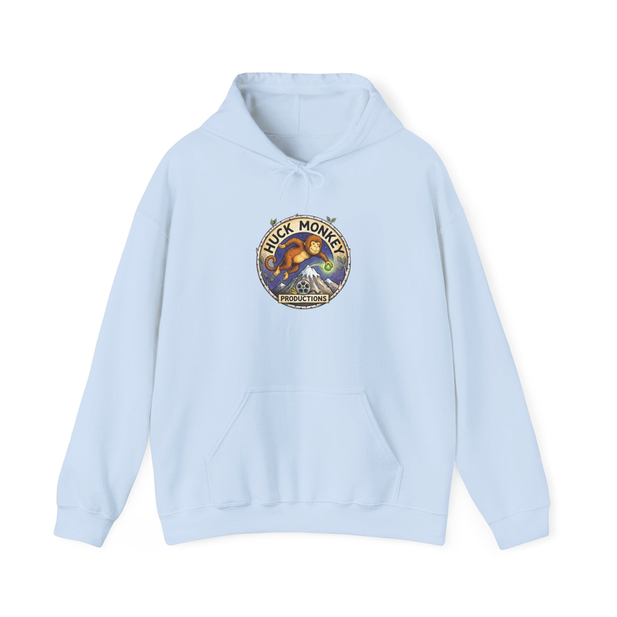 Huck Monkey Surf Vintage Badge Hoodie — Retro Surfing Logo Pullover