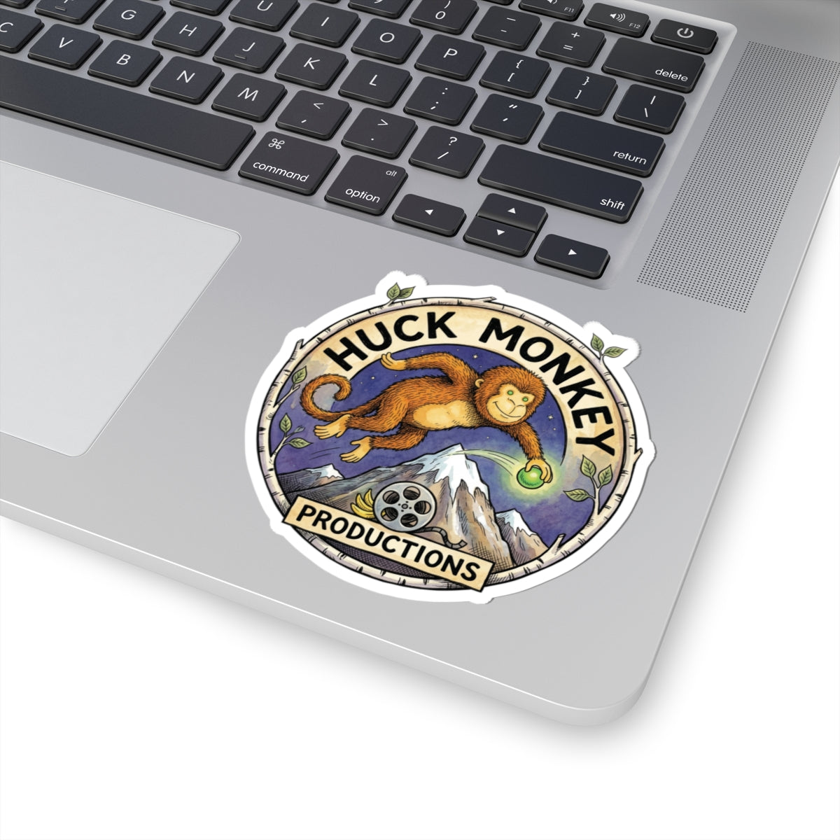 Huck Monkey Productions Logo Sticker — Kiss-Cut Vinyl Laptop Decal